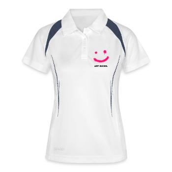 L’art craint mais sourit ! - Polo respirant Femme - blanc/marine - Devant