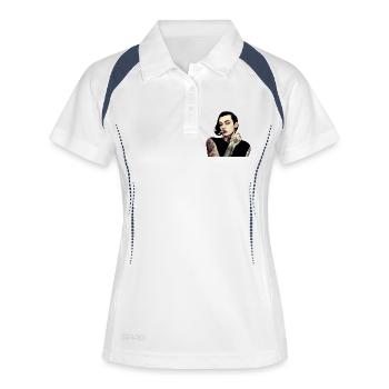 Gothic Tätowierte Frau mit Zigarette - Frauen Polo atmungsaktiv - Weiß/Navy - Vorne