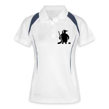 Silhouette minimaliste de hockey sur glace pingouin - Polo respirant Femme - blanc/marine - Devant