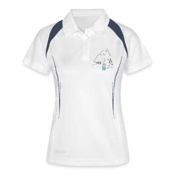 Hiver - Polo respirant Femme - blanc/marine - Devant