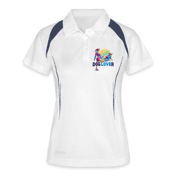 Lebendiges Hundeliebhaber-Fitness-Design - Frauen Polo atmungsaktiv - Weiß/Navy - Vorne