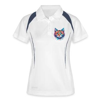 Niedliche Katze - Frauen Polo atmungsaktiv - Weiß/Navy - Vorne