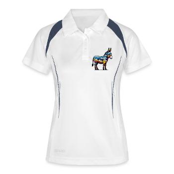 Âne, Tétine, Mule - Polo respirant Femme - blanc/marine - Devant