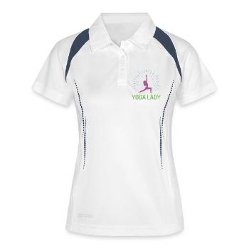 Yoga-Mädchen - Frauen Polo atmungsaktiv - Weiß/Navy - Vorne