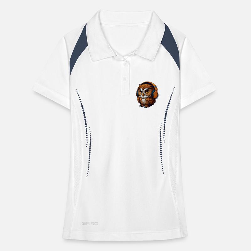 Eule mit Kopfhörern Frauen Polo atmungsaktiv
