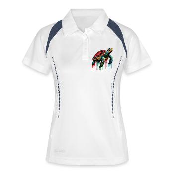 Schildkröte - Frauen Polo atmungsaktiv - Weiß/Navy - Vorne