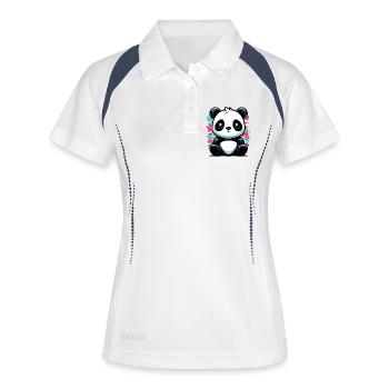 Panda - Frauen Polo atmungsaktiv - Weiß/Navy - Vorne
