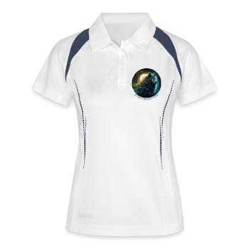 Der Wolf im Nachtwald - Frauen Polo atmungsaktiv - Weiß/Navy - Vorne