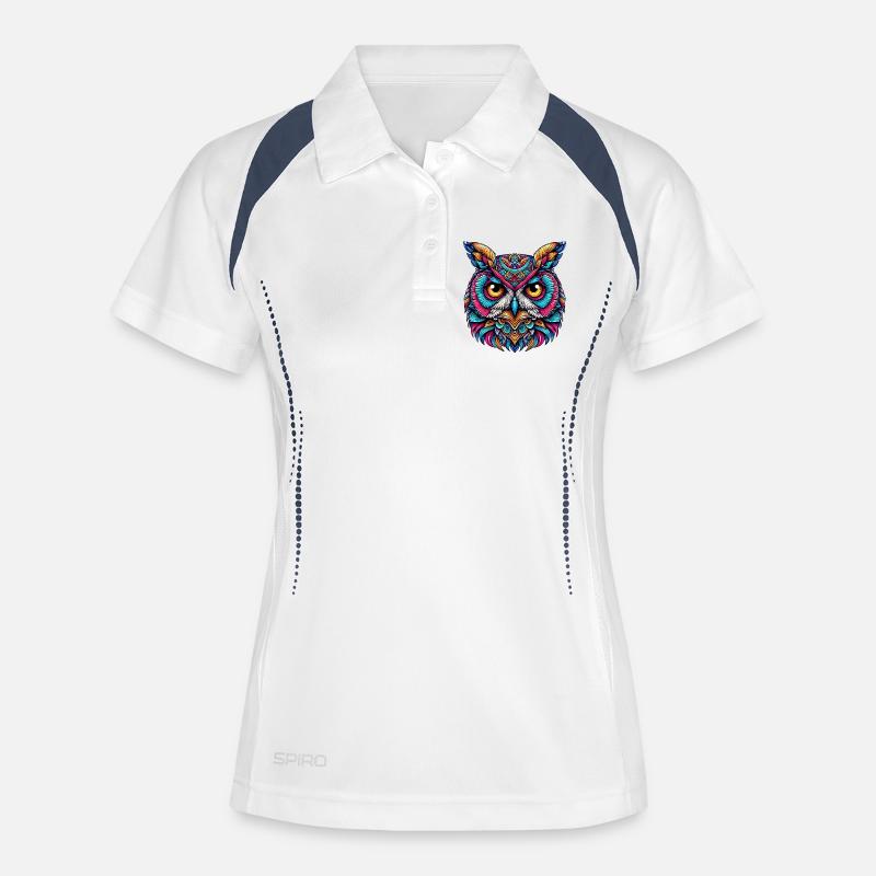 Eule - Frauen Polo atmungsaktiv - Weiß/Navy