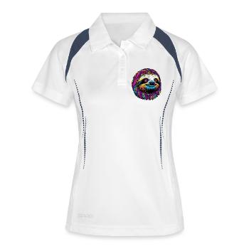 Faultier - Frauen Polo atmungsaktiv - Weiß/Navy - Vorne