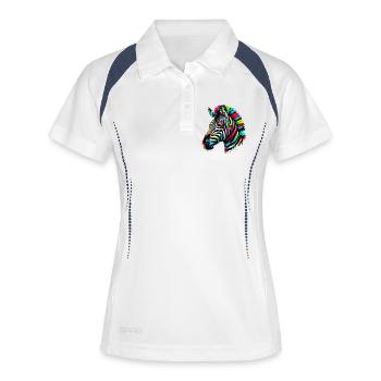 Zebra - Frauen Polo atmungsaktiv - Weiß/Navy - Vorne