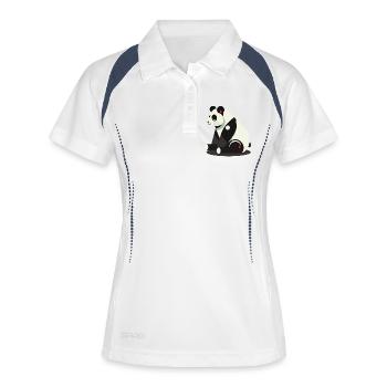 Panda géométrique – minimaliste et mignon - Polo respirant Femme - blanc/marine - Devant