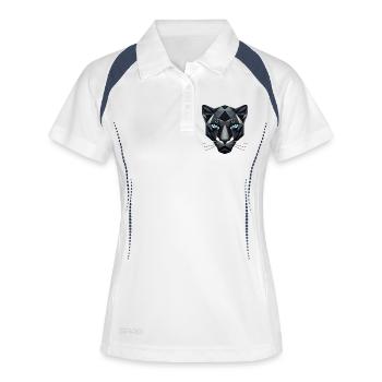 Panthère noire géométrique – Puissance et élégance - Polo respirant Femme - blanc/marine - Devant