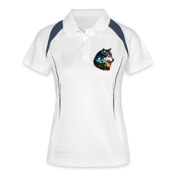 Wolf - Frauen Polo atmungsaktiv - Weiß/Navy - Vorne
