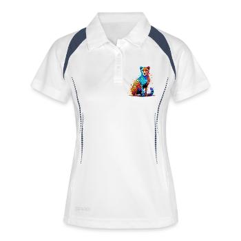 Guépard - Polo respirant Femme - blanc/marine - Devant