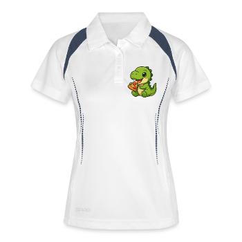 Mignon Dino T-Rex Pizza Pizza Lover Dessin animé - Polo respirant Femme - blanc/marine - Devant