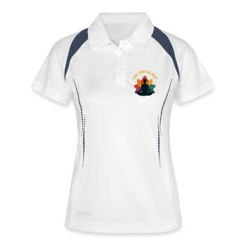 Yoga Lotus Flow Meditation Design - Frauen Polo atmungsaktiv - Weiß/Navy - Vorne