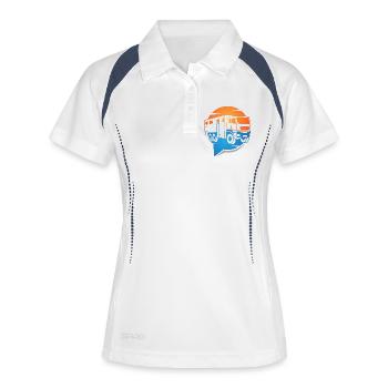 WoXplorer - die WohnXplorer - Frauen Polo atmungsaktiv - Weiß/Navy - Vorne
