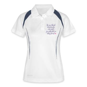 Inspirierendes handschriftliches Zitat-Design - Frauen Polo atmungsaktiv - Weiß/Navy - Vorne