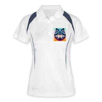 Wolf - Frauen Polo atmungsaktiv - Weiß/Navy - Vorne