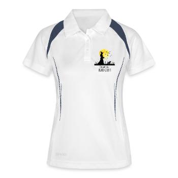 Die mit dem Chihuahua geht ! - Frauen Polo atmungsaktiv - Weiß/Navy - Vorne