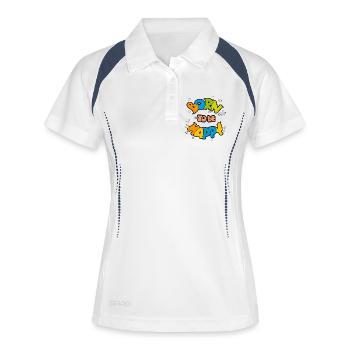 Né pour être heureux - Polo respirant Femme - blanc/marine - Devant