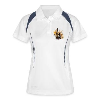 E-Gitarre Gitarre Gitarrist Musik Instrument Rock - Frauen Polo atmungsaktiv - Weiß/Navy - Vorne