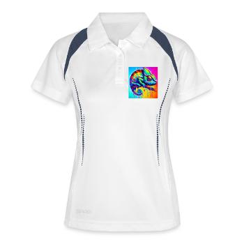 caméléon - Polo respirant Femme - blanc/marine - Devant