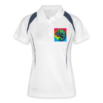 caméléon - Polo respirant Femme - blanc/marine - Devant