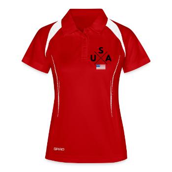 Croix du drapeau américain des États-Unis - Polo respirant Femme - blanc/marine - Devant