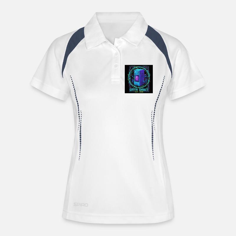 Daten Orbit Neon Computer - Frauen Polo atmungsaktiv - Weiß/Navy
