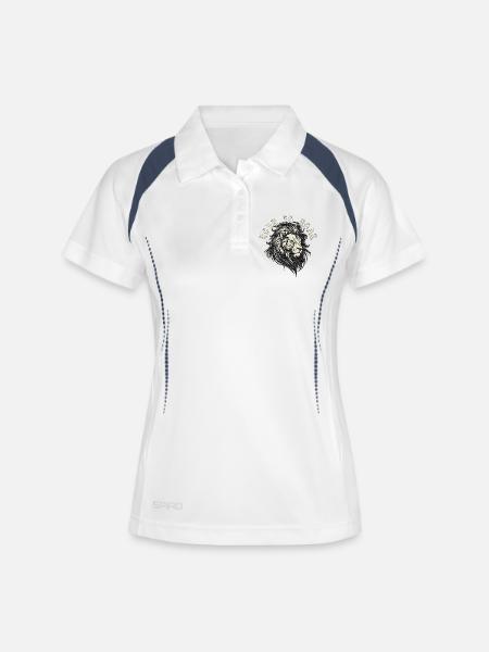 🦁Born to Roar – Proverbs 28:1 Christian Lion - Women's Polo breathable - white/navy