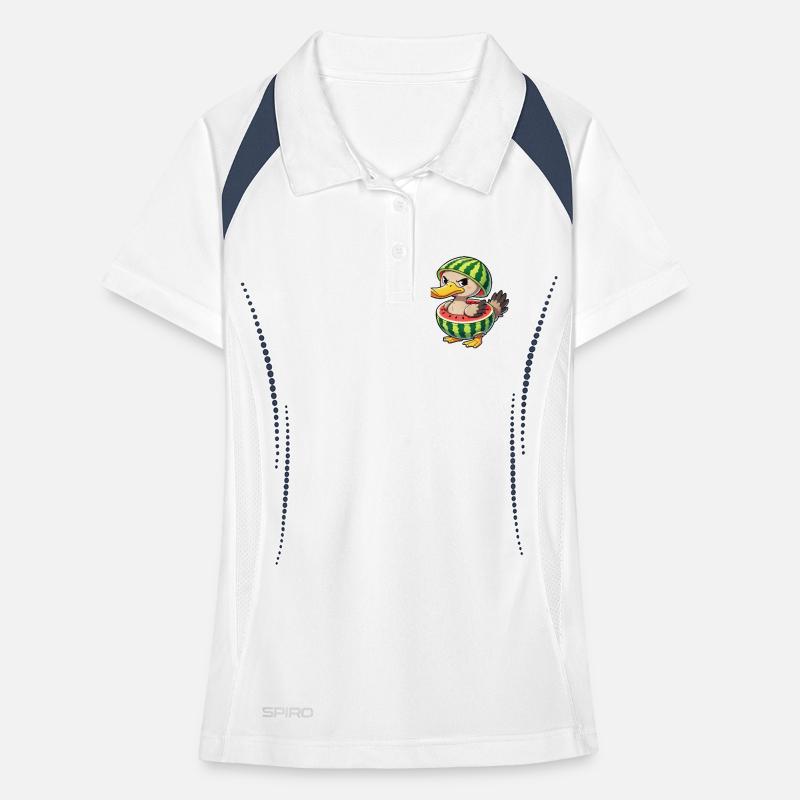 Grumpy duck with watermelon summer design Women's Polo breathable