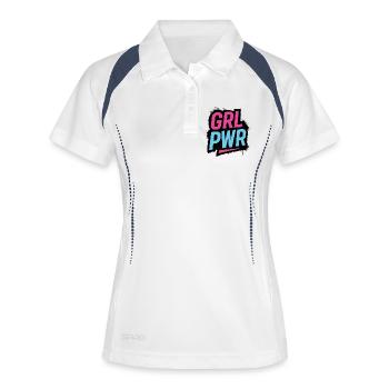 GIRL POWER - let's talk - Polo respirant Femme - blanc/marine - Devant