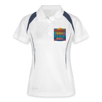 Protégez votre paix Coucher de soleil rétro - Polo respirant Femme - blanc/marine - Devant