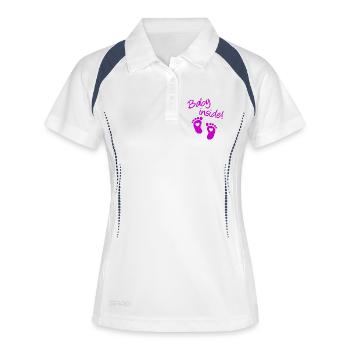 Baby inside - Schwangerschaft - schwanger - pregna - Frauen Polo atmungsaktiv - Weiß/Navy - Vorne