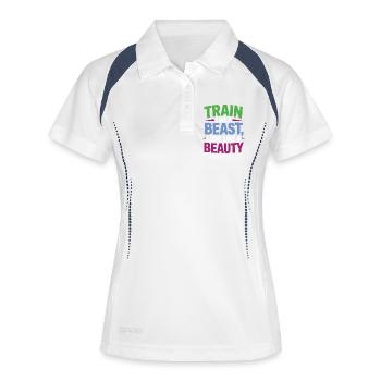 Entraînez-vous comme une bête, ressemblez à une beauté - Polo respirant Femme - blanc/marine - Devant