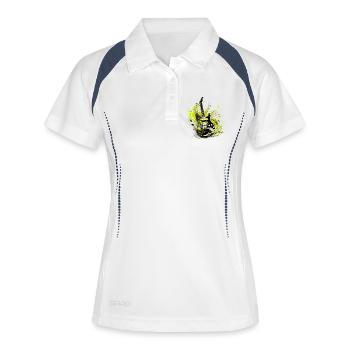 E-Gitarre Gitarre Gitarrist Musik Instrument Rock - Frauen Polo atmungsaktiv - Weiß/Navy - Vorne