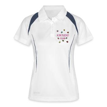 écolier fier - Polo respirant Femme - blanc/marine - Devant