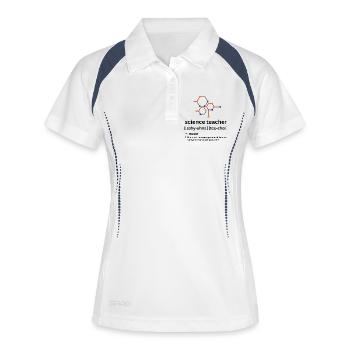 Définition du nom drôle pour le professeur de sciences - Polo respirant Femme - blanc/marine - Devant