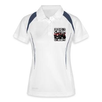 Crush Hearts MonsterTruck - Frauen Polo atmungsaktiv - Weiß/Navy - Vorne