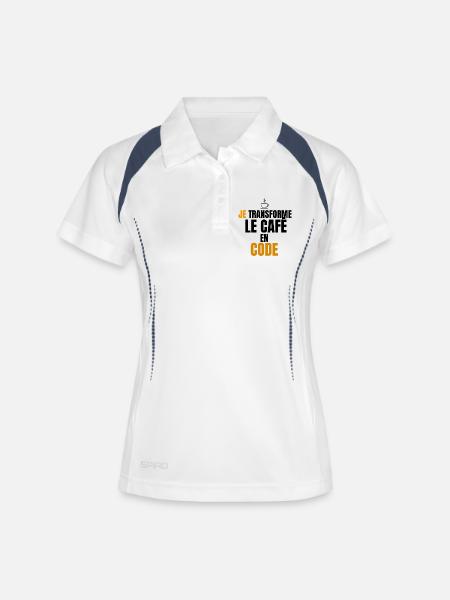 I turn the code into a coffee - Women's Polo breathable - white/navy