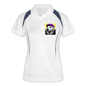 Golden Retriever Hund - Frauen Polo atmungsaktiv - Weiß/Navy - Vorne