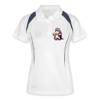 Einhorn Bier König - Frauen Polo atmungsaktiv - Weiß/Navy - Vorne