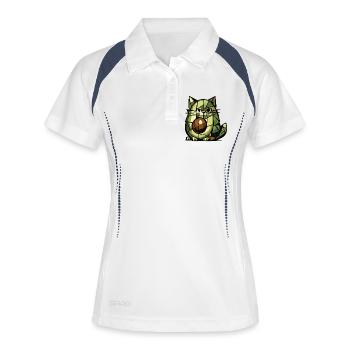 AvoCat-Kubismus-Version - Frauen Polo atmungsaktiv - Weiß/Navy - Vorne