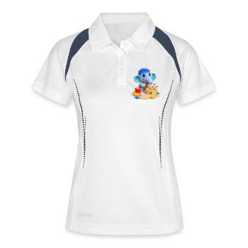 Leo Longnose sur la plage - Polo respirant Femme - blanc/marine - Devant