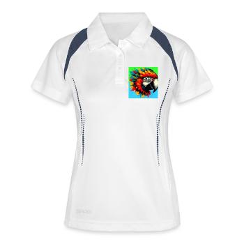 perroquet - Polo respirant Femme - blanc/marine - Devant