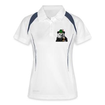 Bavarian Beer Fest Panda Bear Alpine Hat Graphic - Frauen Polo atmungsaktiv - Weiß/Navy - Vorne