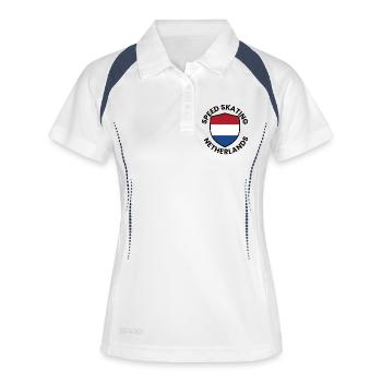 Patinage de vitesse Bouclier des Pays-Bas - Polo respirant Femme - blanc/marine - Devant