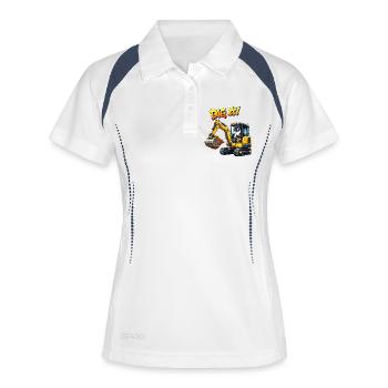 Süßer Pinguin Cartoon Baggerfahrer Baugeräteführer - Frauen Polo atmungsaktiv - Weiß/Navy - Vorne